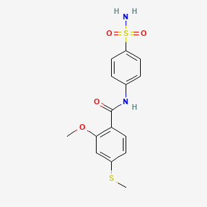 molecular formula C15H16N2O4S2 B3954529 N-[4-(aminosulfonyl)phenyl]-2-methoxy-4-(methylthio)benzamide 