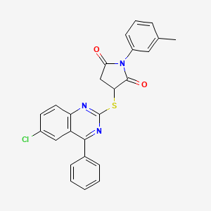 3-[(6-chloro-4-phenyl-2-quinazolinyl)thio]-1-(3-methylphenyl)-2,5-pyrrolidinedione