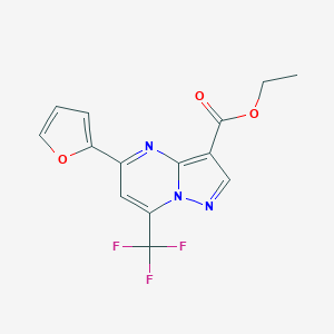 molecular formula C14H10F3N3O3 B395455 Ethyl 5-(furan-2-yl)-7-(trifluoromethyl)pyrazolo[1,5-a]pyrimidine-3-carboxylate 