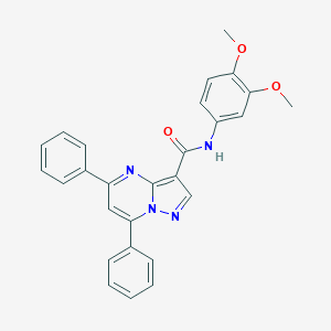 molecular formula C27H22N4O3 B395457 N-(3,4-dimethoxyphenyl)-5,7-diphenylpyrazolo[1,5-a]pyrimidine-3-carboxamide 