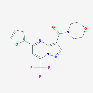 molecular formula C16H13F3N4O3 B395458 5-(2-Furyl)-3-(4-morpholinylcarbonyl)-7-(trifluoromethyl)pyrazolo[1,5-a]pyrimidine 