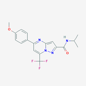 molecular formula C18H17F3N4O2 B395464 N-isopropyl-5-(4-methoxyphenyl)-7-(trifluoromethyl)pyrazolo[1,5-a]pyrimidine-2-carboxamide 