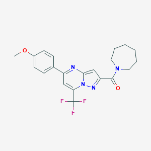 molecular formula C21H21F3N4O2 B395466 2-(1-Azepanylcarbonyl)-5-(4-methoxyphenyl)-7-(trifluoromethyl)pyrazolo[1,5-a]pyrimidine 