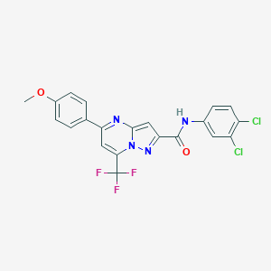 molecular formula C21H13Cl2F3N4O2 B395469 N-(3,4-dichlorophenyl)-5-(4-methoxyphenyl)-7-(trifluoromethyl)pyrazolo[1,5-a]pyrimidine-2-carboxamide 