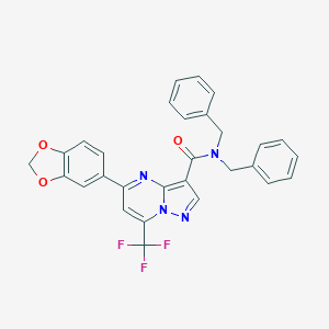 molecular formula C29H21F3N4O3 B395474 5-(1,3-benzodioxol-5-yl)-N,N-dibenzyl-7-(trifluoromethyl)pyrazolo[1,5-a]pyrimidine-3-carboxamide 