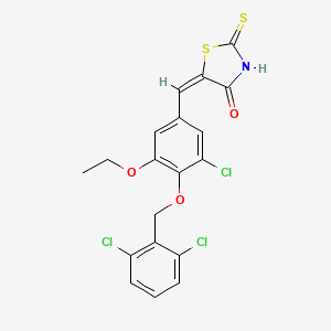 molecular formula C19H14Cl3NO3S2 B3954761 5-{3-chloro-4-[(2,6-dichlorobenzyl)oxy]-5-ethoxybenzylidene}-2-thioxo-1,3-thiazolidin-4-one 