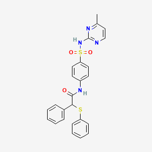 molecular formula C25H22N4O3S2 B3954797 N-(4-{[(4-methyl-2-pyrimidinyl)amino]sulfonyl}phenyl)-2-phenyl-2-(phenylthio)acetamide 