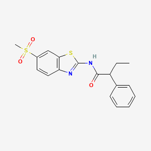 molecular formula C18H18N2O3S2 B3954805 N-[6-(methylsulfonyl)-1,3-benzothiazol-2-yl]-2-phenylbutanamide 