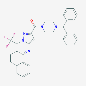 molecular formula C33H28F3N5O B395486 (4-Benzhydrylpiperazin-1-yl)(7-(trifluoromethyl)-5,6-dihydrobenzo[h]pyrazolo[5,1-b]quinazolin-10-yl)methanone 