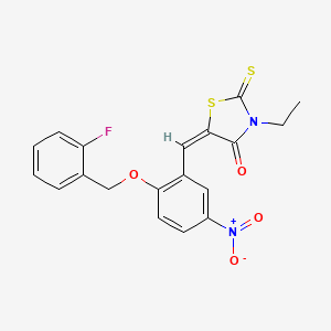 3-ethyl-5-{2-[(2-fluorobenzyl)oxy]-5-nitrobenzylidene}-2-thioxo-1,3-thiazolidin-4-one