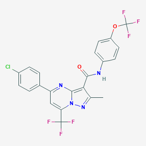 molecular formula C22H13ClF6N4O2 B395495 5-(4-chlorophenyl)-2-methyl-N-[4-(trifluoromethoxy)phenyl]-7-(trifluoromethyl)pyrazolo[1,5-a]pyrimidine-3-carboxamide 
