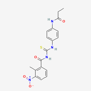 molecular formula C18H18N4O4S B3954963 2-methyl-3-nitro-N-({[4-(propionylamino)phenyl]amino}carbonothioyl)benzamide 