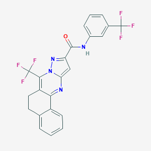 molecular formula C23H14F6N4O B395497 7-(trifluoromethyl)-N-[3-(trifluoromethyl)phenyl]-5,6-dihydrobenzo[h]pyrazolo[5,1-b]quinazoline-10-carboxamide 