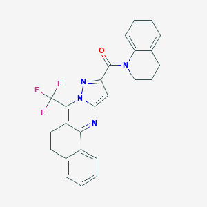 molecular formula C25H19F3N4O B395498 10-(3,4-dihydro-1(2H)-quinolinylcarbonyl)-7-(trifluoromethyl)-5,6-dihydrobenzo[h]pyrazolo[5,1-b]quinazoline 