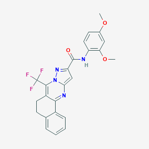 molecular formula C24H19F3N4O3 B395501 N-(2,4-dimethoxyphenyl)-7-(trifluoromethyl)-5,6-dihydrobenzo[h]pyrazolo[5,1-b]quinazoline-10-carboxamide 
