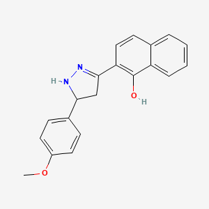 molecular formula C20H18N2O2 B3955010 2-[5-(4-methoxyphenyl)-4,5-dihydro-1H-pyrazol-3-yl]-1-naphthol 