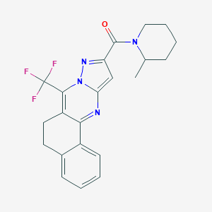 molecular formula C22H21F3N4O B395503 (2-Methylpiperidin-1-yl)[7-(trifluoromethyl)-5,6-dihydrobenzo[h]pyrazolo[5,1-b]quinazolin-10-yl]methanone 