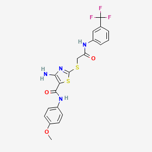 molecular formula C20H17F3N4O3S2 B3955032 4-amino-N-(4-methoxyphenyl)-2-[(2-oxo-2-{[3-(trifluoromethyl)phenyl]amino}ethyl)thio]-1,3-thiazole-5-carboxamide 