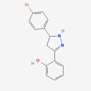 molecular formula C15H13BrN2O B3955045 2-[5-(4-bromophenyl)-4,5-dihydro-1H-pyrazol-3-yl]phenol 