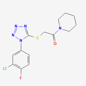 molecular formula C14H15ClFN5OS B3955074 1-({[1-(3-chloro-4-fluorophenyl)-1H-tetrazol-5-yl]thio}acetyl)piperidine 