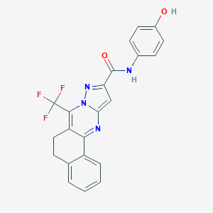 molecular formula C22H15F3N4O2 B395508 N-(4-hydroxyphenyl)-7-(trifluoromethyl)-5,6-dihydrobenzo[h]pyrazolo[5,1-b]quinazoline-10-carboxamide 