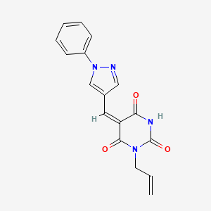 molecular formula C17H14N4O3 B3955082 1-allyl-5-[(1-phenyl-1H-pyrazol-4-yl)methylene]-2,4,6(1H,3H,5H)-pyrimidinetrione 