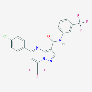 molecular formula C22H13ClF6N4O B395511 5-(4-chlorophenyl)-2-methyl-7-(trifluoromethyl)-N-[3-(trifluoromethyl)phenyl]pyrazolo[1,5-a]pyrimidine-3-carboxamide 