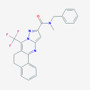 molecular formula C24H19F3N4O B395513 N-benzyl-N-methyl-7-(trifluoromethyl)-5,6-dihydrobenzo[h]pyrazolo[5,1-b]quinazoline-10-carboxamide 