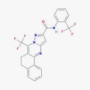 molecular formula C23H14F6N4O B395515 7-(trifluoromethyl)-N-[2-(trifluoromethyl)phenyl]-5,6-dihydrobenzo[h]pyrazolo[5,1-b]quinazoline-10-carboxamide 