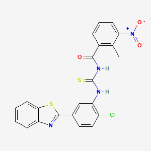 molecular formula C22H15ClN4O3S2 B3955184 N-({[5-(1,3-benzothiazol-2-yl)-2-chlorophenyl]amino}carbonothioyl)-2-methyl-3-nitrobenzamide 