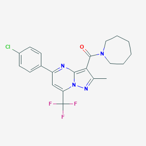 molecular formula C21H20ClF3N4O B395519 Azepan-1-yl-[5-(4-chlorophenyl)-2-methyl-7-(trifluoromethyl)pyrazolo[1,5-a]pyrimidin-3-yl]methanone 