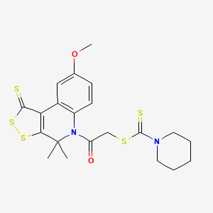 2-(8-methoxy-4,4-dimethyl-1-thioxo-1,4-dihydro-5H-[1,2]dithiolo[3,4-c]quinolin-5-yl)-2-oxoethyl 1-piperidinecarbodithioate