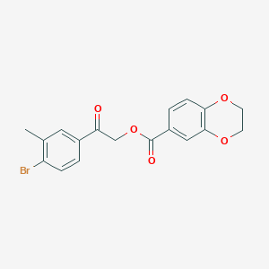 molecular formula C18H15BrO5 B395525 2-(4-Bromo-3-methylphenyl)-2-oxoethyl 2,3-dihydro-1,4-benzodioxine-6-carboxylate 