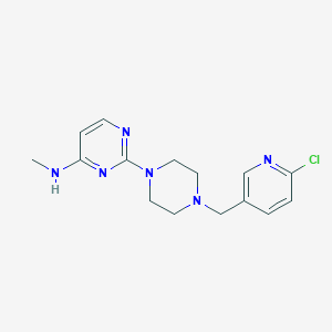 molecular formula C15H19ClN6 B3955302 2-{4-[(6-chloropyridin-3-yl)methyl]piperazin-1-yl}-N-methylpyrimidin-4-amine 