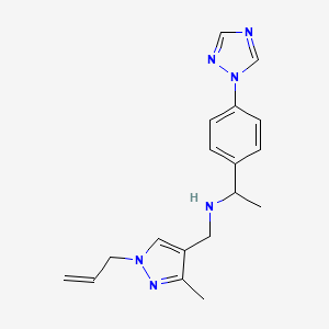 molecular formula C18H22N6 B3955308 N-[(1-allyl-3-methyl-1H-pyrazol-4-yl)methyl]-1-[4-(1H-1,2,4-triazol-1-yl)phenyl]ethanamine 