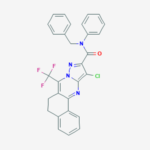 molecular formula C29H20ClF3N4O B395531 N-benzyl-11-chloro-N-phenyl-7-(trifluoromethyl)-5,6-dihydrobenzo[h]pyrazolo[5,1-b]quinazoline-10-carboxamide 