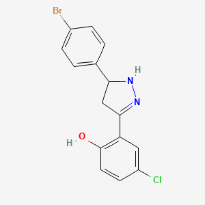 molecular formula C15H12BrClN2O B3955327 2-[5-(4-bromophenyl)-4,5-dihydro-1H-pyrazol-3-yl]-4-chlorophenol 