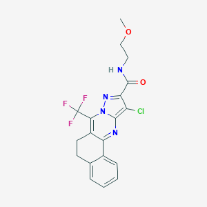 molecular formula C19H16ClF3N4O2 B395534 11-chloro-N-(2-methoxyethyl)-7-(trifluoromethyl)-5,6-dihydrobenzo[h]pyrazolo[5,1-b]quinazoline-10-carboxamide 