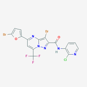 molecular formula C17H7Br2ClF3N5O2 B395536 3-bromo-5-(5-bromo-2-furyl)-N-(2-chloro-3-pyridinyl)-7-(trifluoromethyl)pyrazolo[1,5-a]pyrimidine-2-carboxamide 