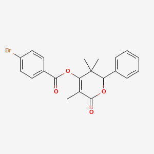 molecular formula C21H19BrO4 B3955360 3,3,5-trimethyl-6-oxo-2-phenyl-3,6-dihydro-2H-pyran-4-yl 4-bromobenzoate 