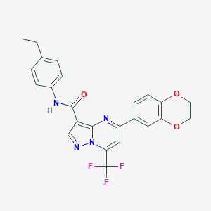 molecular formula C24H19F3N4O3 B395543 5-(2,3-dihydro-1,4-benzodioxin-6-yl)-N-(4-ethylphenyl)-7-(trifluoromethyl)pyrazolo[1,5-a]pyrimidine-3-carboxamide 