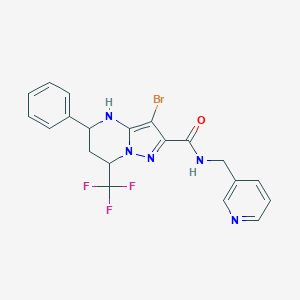 molecular formula C20H17BrF3N5O B395544 3-bromo-5-phenyl-N-(pyridin-3-ylmethyl)-7-(trifluoromethyl)-4,5,6,7-tetrahydropyrazolo[1,5-a]pyrimidine-2-carboxamide CAS No. 381683-66-5