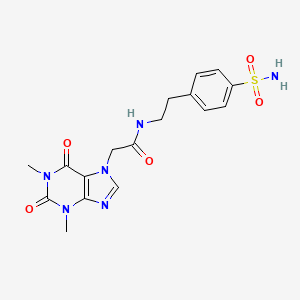 molecular formula C17H20N6O5S B3955458 N-{2-[4-(aminosulfonyl)phenyl]ethyl}-2-(1,3-dimethyl-2,6-dioxo-1,2,3,6-tetrahydro-7H-purin-7-yl)acetamide 