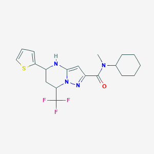 molecular formula C19H23F3N4OS B395547 N-cyclohexyl-N-methyl-5-(thiophen-2-yl)-7-(trifluoromethyl)-4,5,6,7-tetrahydropyrazolo[1,5-a]pyrimidine-2-carboxamide 