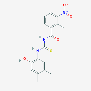 molecular formula C17H17N3O4S B3955472 N-{[(2-hydroxy-4,5-dimethylphenyl)amino]carbonothioyl}-2-methyl-3-nitrobenzamide 