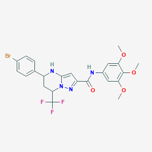 molecular formula C23H22BrF3N4O4 B395549 5-(4-bromophenyl)-7-(trifluoromethyl)-N-(3,4,5-trimethoxyphenyl)-4,5,6,7-tetrahydropyrazolo[1,5-a]pyrimidine-2-carboxamide 