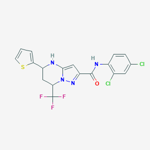 molecular formula C18H13Cl2F3N4OS B395550 N-(2,4-dichlorophenyl)-5-(2-thienyl)-7-(trifluoromethyl)-4,5,6,7-tetrahydropyrazolo[1,5-a]pyrimidine-2-carboxamide 