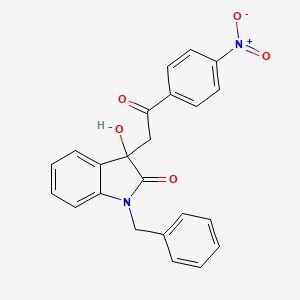 molecular formula C23H18N2O5 B3955525 1-benzyl-3-hydroxy-3-[2-(4-nitrophenyl)-2-oxoethyl]-1,3-dihydro-2H-indol-2-one 