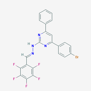 molecular formula C23H12BrF5N4 B395561 2,3,4,5,6-Pentafluorobenzaldehyde [4-(4-bromophenyl)-6-phenyl-2-pyrimidinyl]hydrazone 