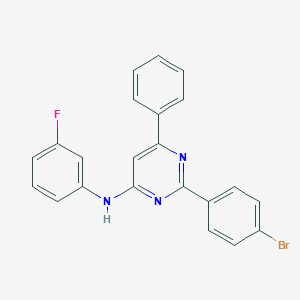molecular formula C22H15BrFN3 B395563 2-(4-bromophenyl)-N-(3-fluorophenyl)-6-phenylpyrimidin-4-amine 